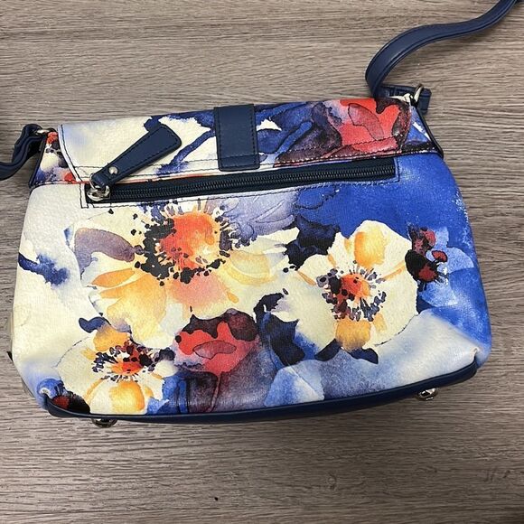 Sharif 1827 Watercolor Poppy Crossbody Bag Floral Print Like New - Picture 4 of 9